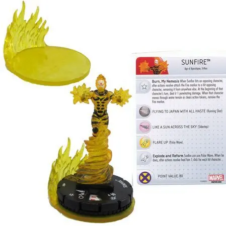 Sunfire #065 Chase Rare The Uncanny X-Men Marvel Heroclix (Incluye base FX Fuego)